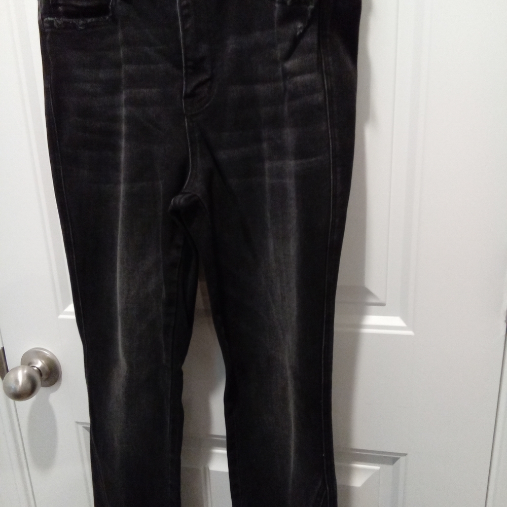 Flying Monkey Buckle S29 Crocus High Rise Slit Hem Slim Straight Leg Black Jeans